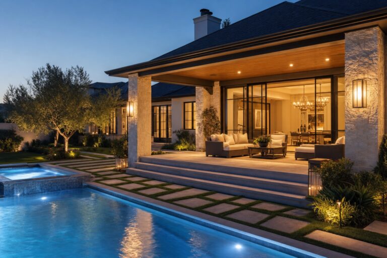 Luxury custom home with outdoor living space and premium backyard design.