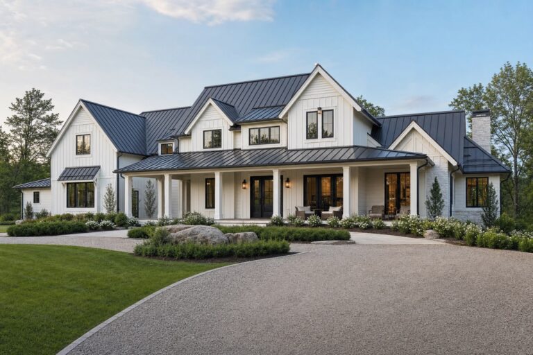 Modern farmhouse custom home exterior by Valor Builder