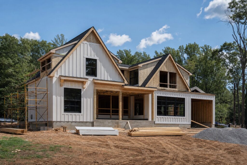 Modern farmhouse under construction in Middleburg, VA — Valor Builder
