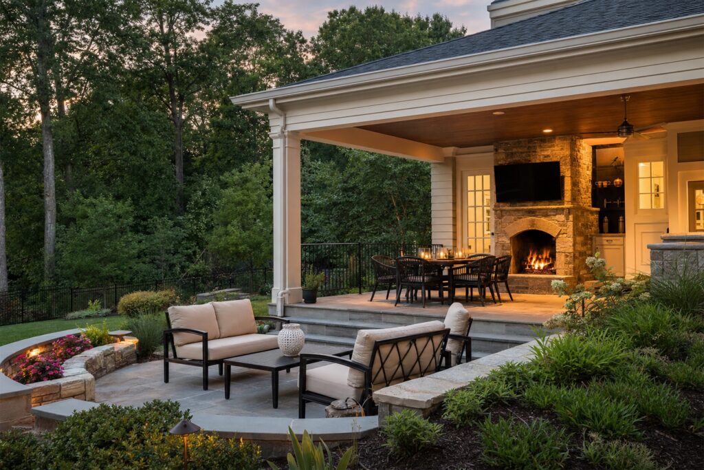 Completed outdoor living space in Clifton, VA by Valor Builder