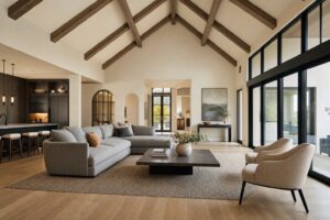 Finished luxury great room interior at final walkthrough - Valor Builder