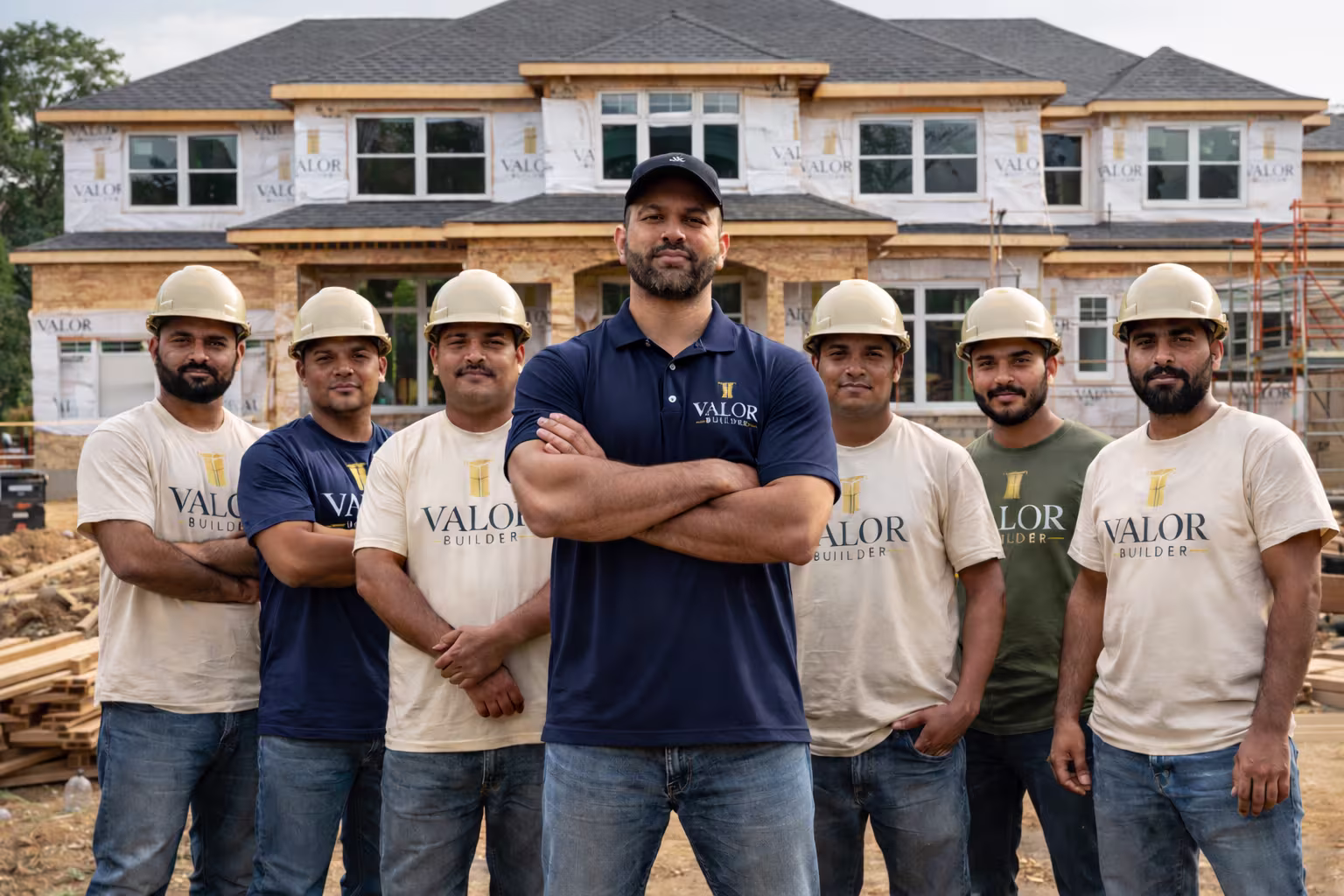 Valor Builder team led by veterans at a luxury new construction site in Northern Virginia, serving as the premier Veteran-Owned General Contractor Northern Virginia.