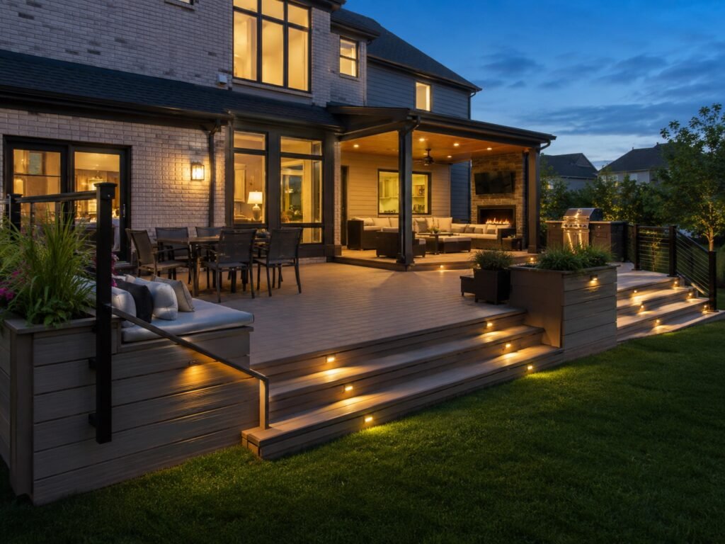 Multi-level outdoor living deck on a Brambleton home in Ashburn