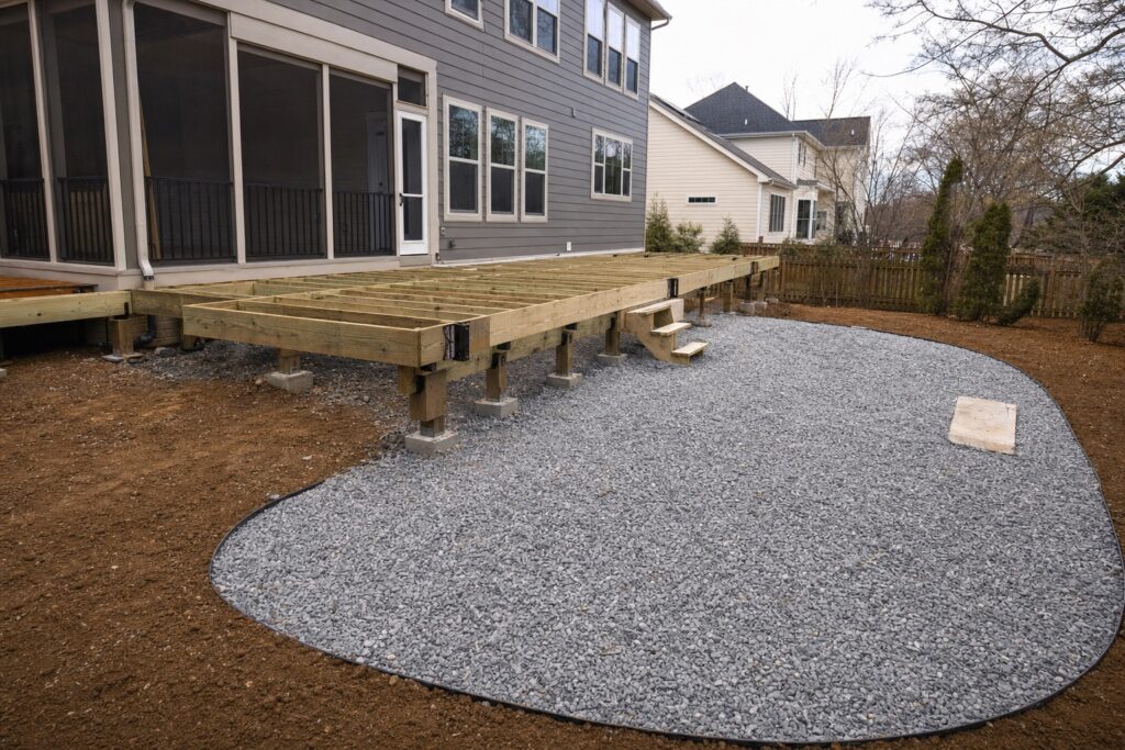 Deck and patio under construction in Vienna, VA — Valor Builder