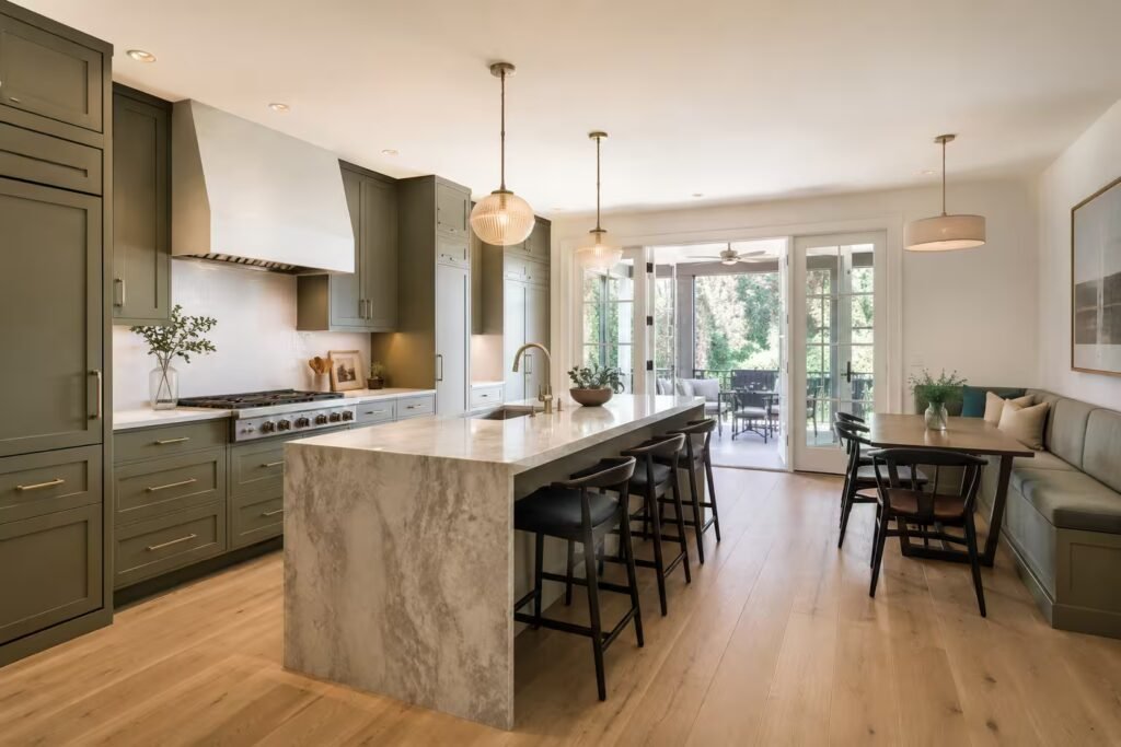 Open chef's kitchen in a Del Ray bungalow rear addition in Alexandria