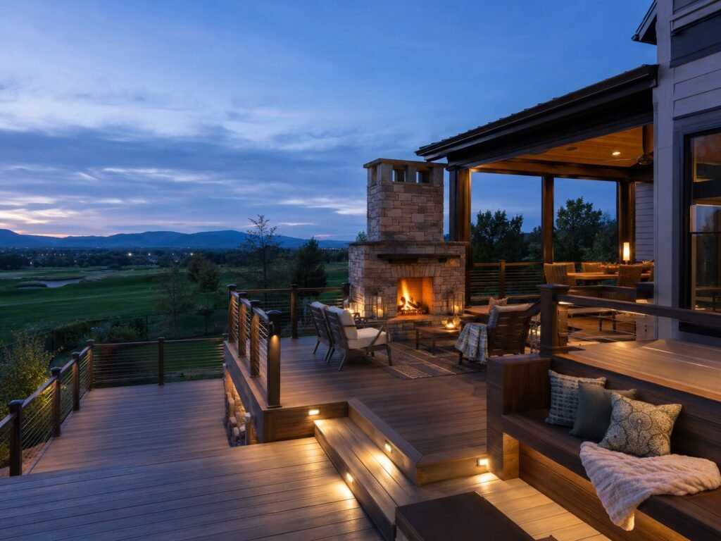 Golf-view outdoor living on a Haymarket home