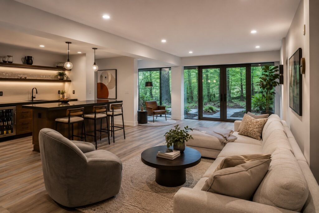 Finished lower level in a Reston home