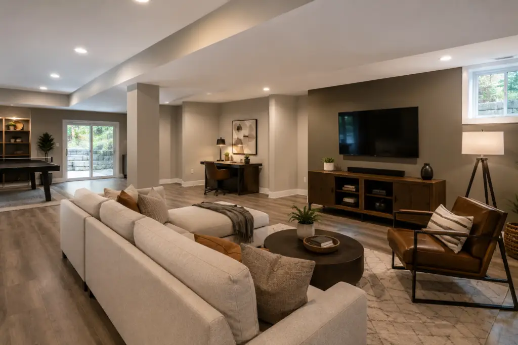 Finished basement in a Springfield home