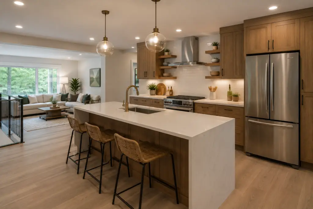 Modernized kitchen in a Springfield split-level