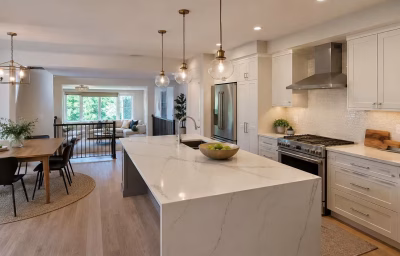 Open-concept main level in a Burke Centre colonial after remodel