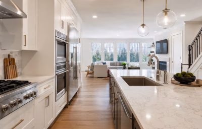 Modernized open kitchen in a Cascades home in Potomac Falls
