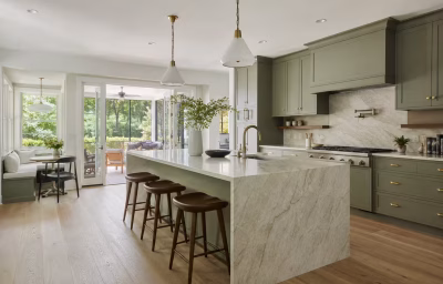 Open chef's kitchen in a Del Ray bungalow rear bump-out