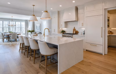 Renovated open chef’s kitchen in a Lansdowne on the Potomac home