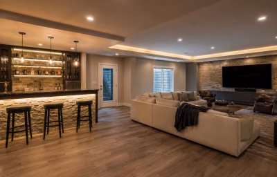 Finished basement entertainment suite with wet bar in Laurel Hill, Lorton