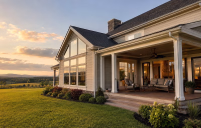 Family-room addition and porch on a Valley home near Middletown