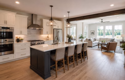 Open-concept kitchen in a Piedmont home in Haymarket
