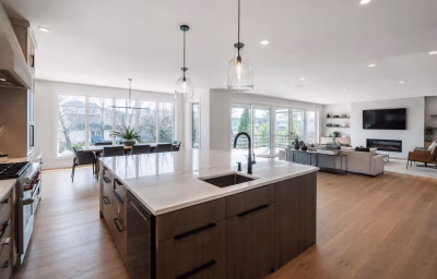 Gut-renovated open main level in a 1960s Vienna home