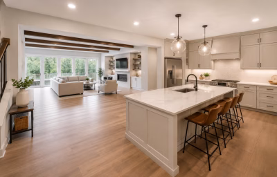 Open-concept kitchen in a Virginia Oaks home in Gainesville