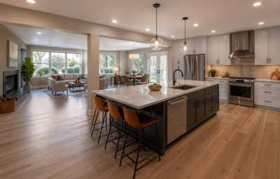 Renovated open main level in a mid-century City of Winchester home